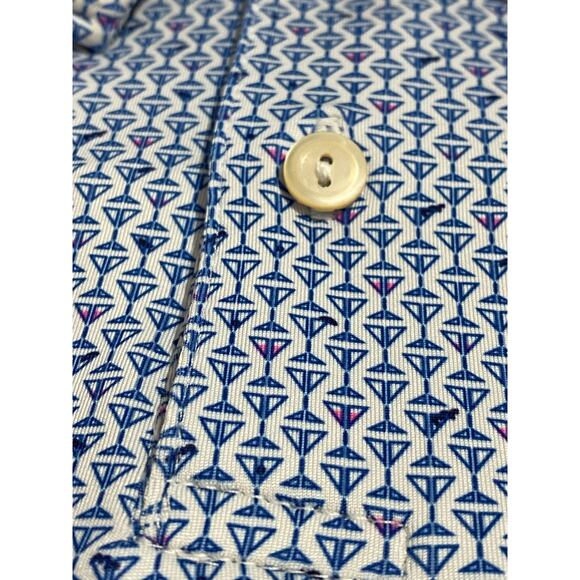 Peter Millar Polo Shirt Size 2XL Light Blue Patterned Summer Comfort Golf Style - Picture 9 of 10